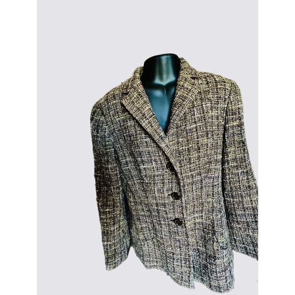 Agnona Womens Tweed Jacket 42 Multi Brown Wool Blend Lined Italy Lined Pockets 6 - Picture 3 of 13